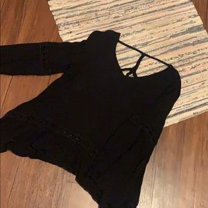 Black Flowing Peace Sign Top